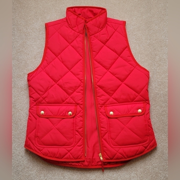 𝅺J. Crew Women's Red Quilted Mercantile Puffer Vest - Size (S) - NEW WITH TAGS - Picture 2 of 13